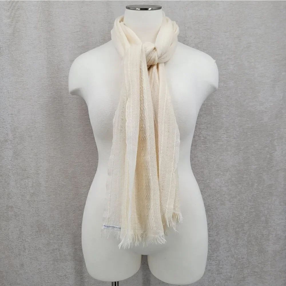 Churchill Handwoven Vintage Wool Scarf Elegant Cream Scarf